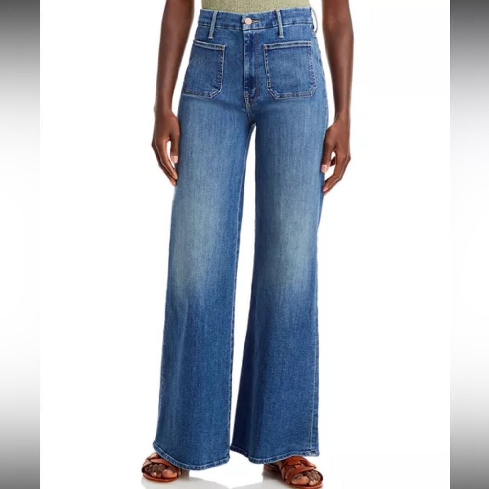 Mother The Patch Pocket Roller Wide Leg Jeans Sz 26 Inseam 31